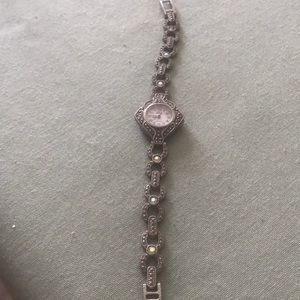 Fabergé Silver-Tone Marcasite Accent Ladies Bracelet Watch